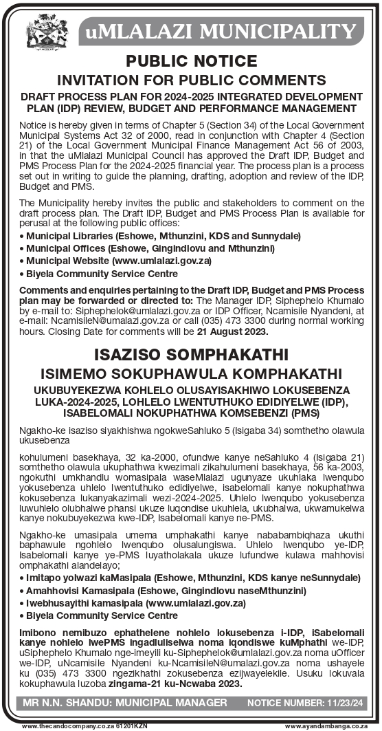 61201KZN INVITATION FOR PUBLIC COMMENTS page 0001