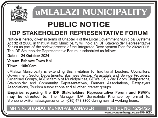 65143KZN IDP STAKEHOLDER REPRESENTATIVE FORUM page 0001